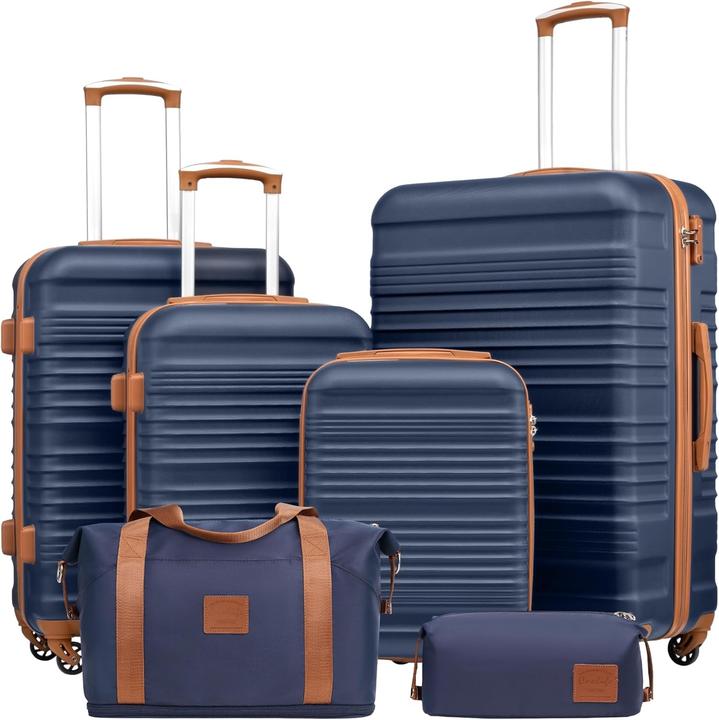 Immagine prodotto Coolife 6-teiliges Hartschalenkoffer-Set mit Reisetasche und Kulturbeutel (93 l)