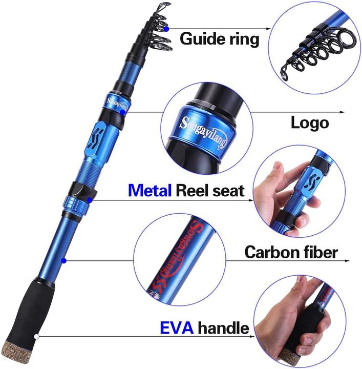 Immagine prodotto Sougayilang Canna da pesca telescopica blu 2.7M 8.9fit (Telescopio, 270 cm)