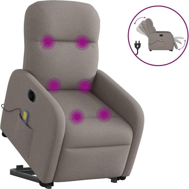 Produktbild VidaXL Elektrischer Massagesessel mit Aufstehhilfe Taupe Stoff