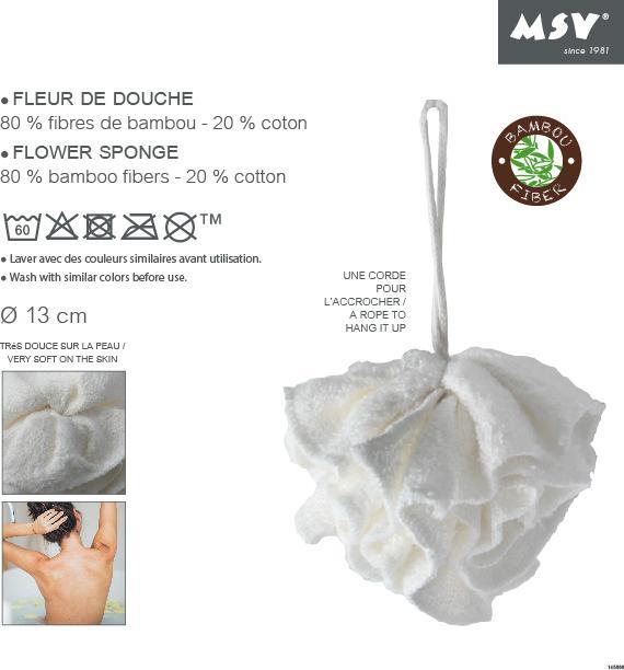Produktbild MSV Duschschwamm aus Bambus 13 x 13 cm, Weiss