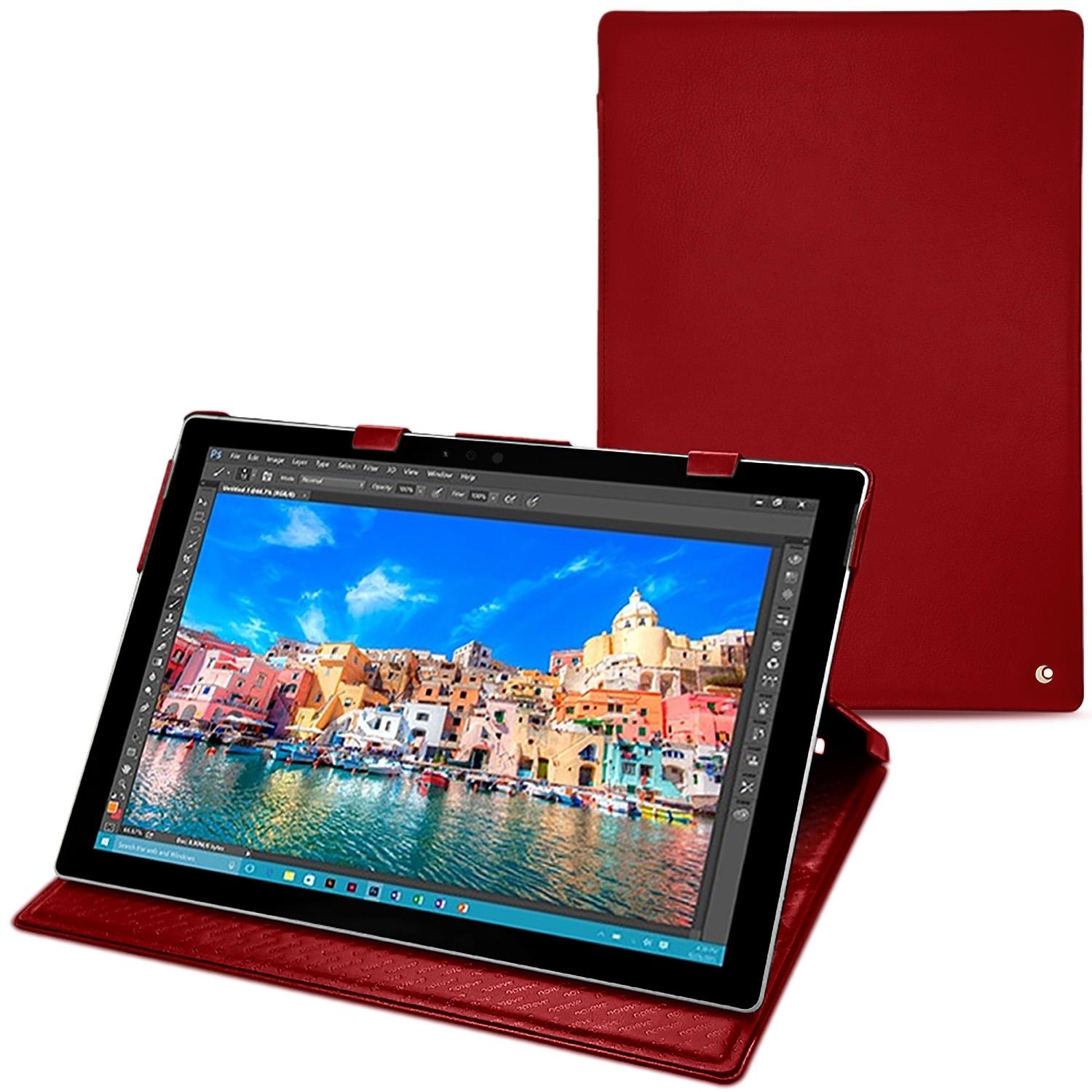 Noreve Lederschutzhülle vertikal (Microsoft Surface Pro 4), Tablet Hülle, Rot