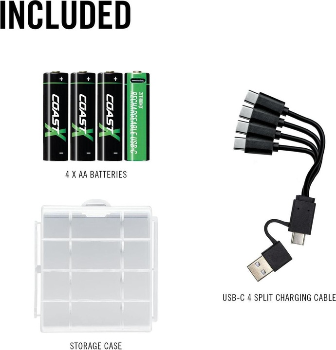 Actual product image Coast Zithion-X AA USB-C (4 pcs., AA, 2400 mAh)
