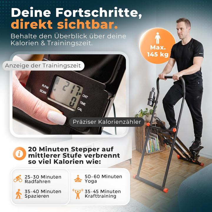 Immagine prodotto Movana Fitnessgerät Treppensteiger mit 3 Schwierigkeitsstufen und Flaschenhalter