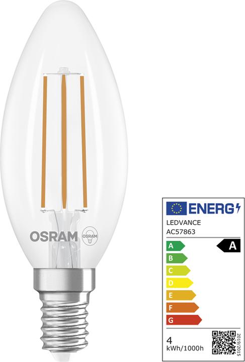 Label énergétique Steffen Classic (E14, 3.80 W, 806 lm, 1 x, A)