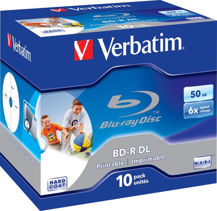 Actual product image Verbatim 1x10 BD-R Blu-Ray 50GB 6x Speed printable Jewel Case (10 x)