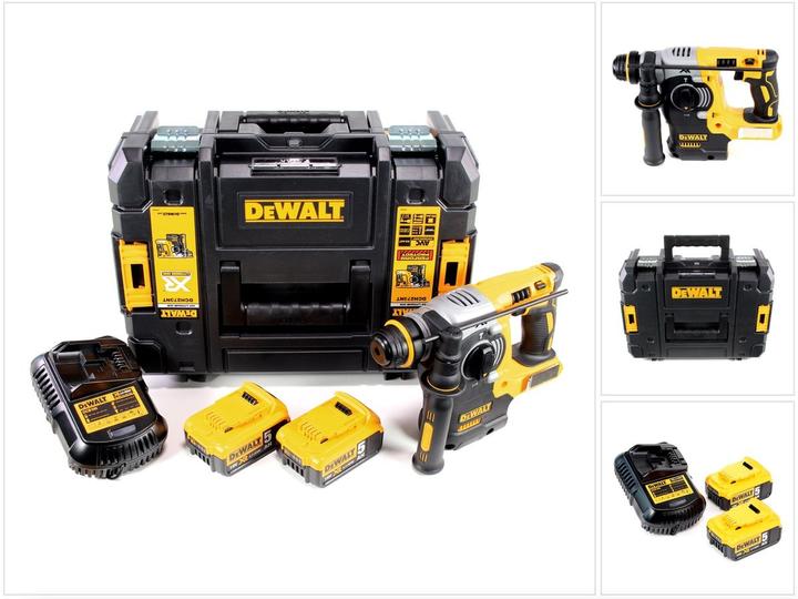 Produktbild DeWalt SDS-PLUS BOHRHAMMER 18V 2,1J 2 x 5,0Ah XR LI-ION KURZHAMMER TSTAK DCH273P2T (Akkubetrieb)