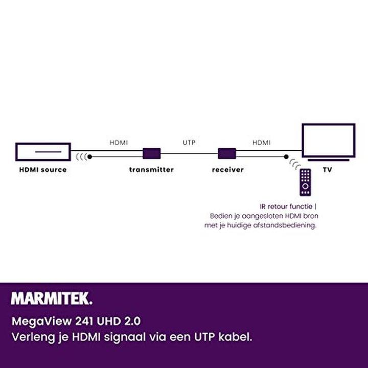 Productafbeelding Marmitek MEGAVIEW 241 UHD 2.0 HDMI Extender (6 m, HDCP 2.2)