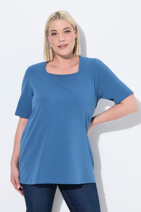 Image du produit Ulla Popken T-shirt à manches courtes et col carré. Coupe évasée (42, 44)