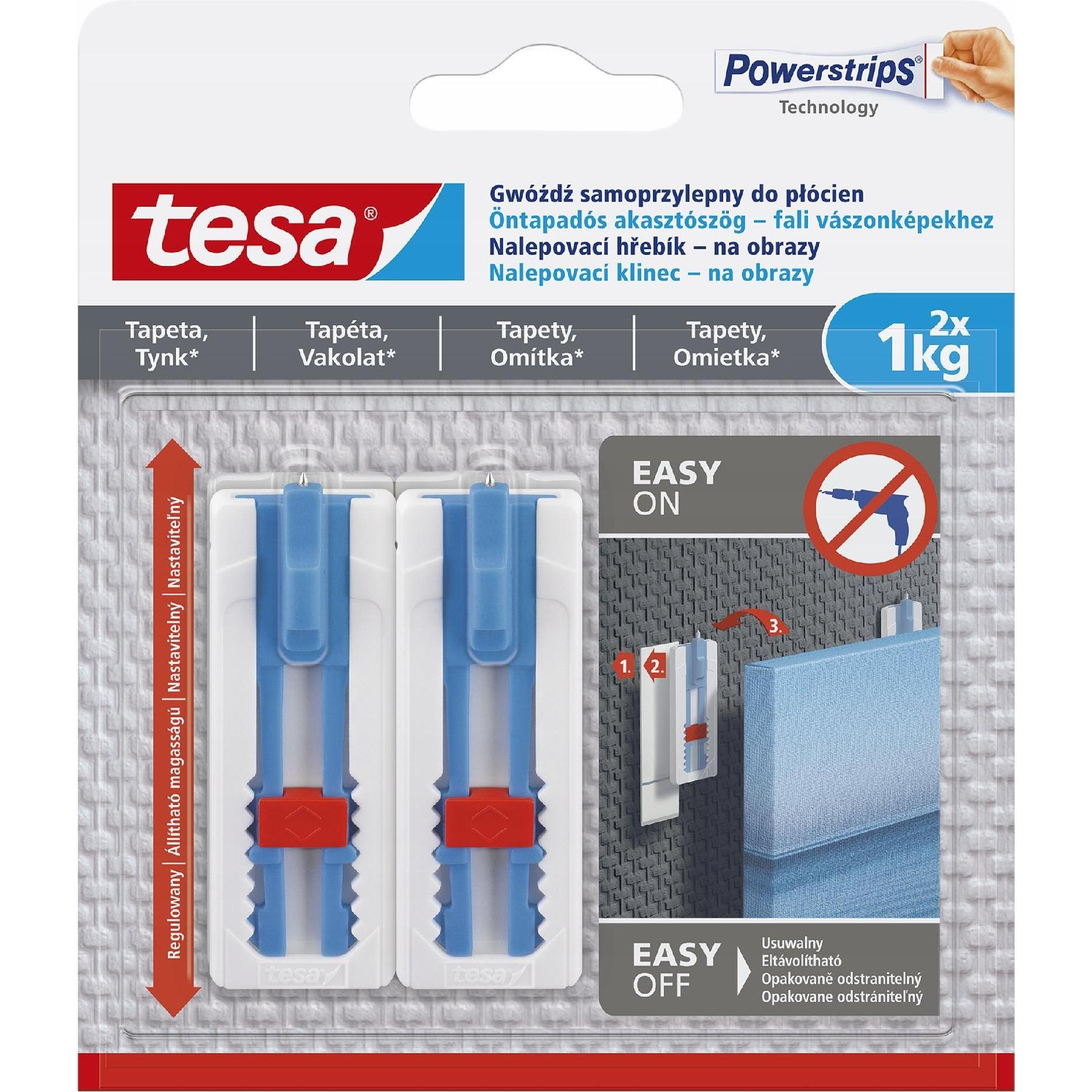tesa, Klebehaken + Klebenagel, selbstadhäsiver Nagel D/Ram. 1 kg ungleichmässig/pov