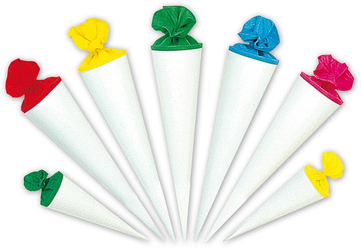 Magni NESTLER GMBH Bastelschultüten weiss 35cm rund 5fach sortiert (35 cm, 1x)
