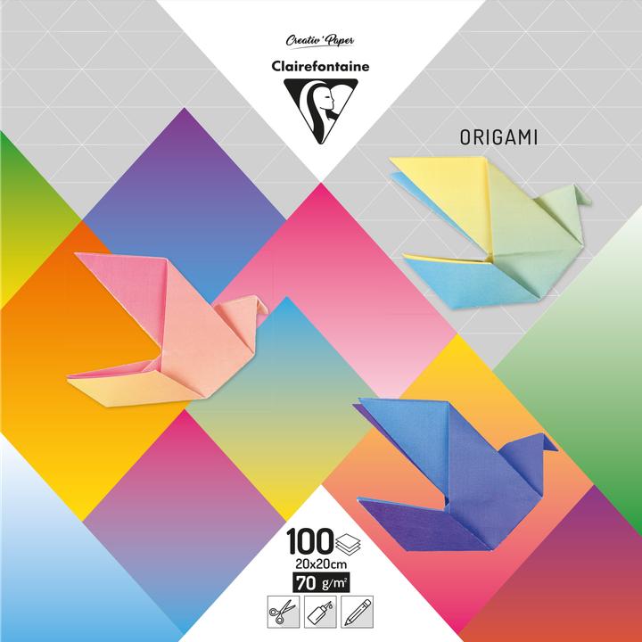 Produktbild Clairefontaine Origami, Packung mit 100 Blatt 70g/m2 im Format 20x20cm - Mehrfarbig (100 x)