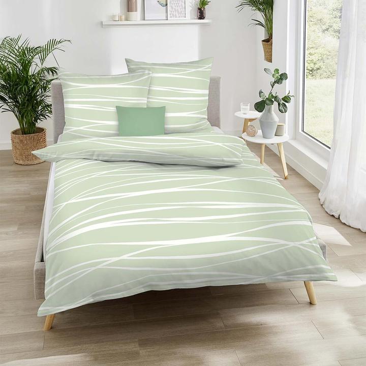 Produktbild Traumschlaf Mako-Satin Bettwäsche Motion Colours jade (155x220 cm + 80x80 cm)