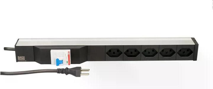 Produktbild Bachmann 19 PDU 5x T23, 1HE, Fi Schalter, Schwarz