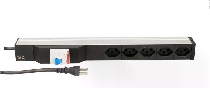 Produktbild Bachmann 19 PDU 5x T23, 1HE, Fi Schalter, Schwarz