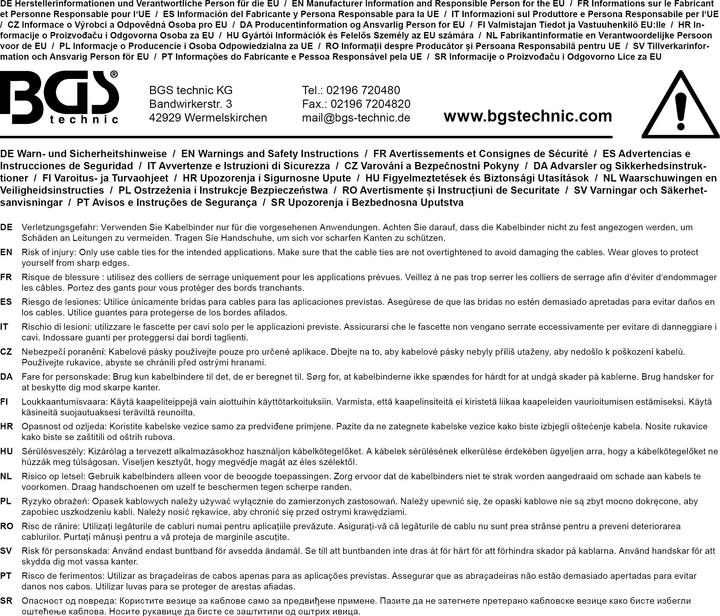 Produktbild BGS Kabelbinder-Sortiment weiss verschiedene Grössen 250-tlg. (Kunststoffkabelbinder, 250 mm, 250 Stk.)