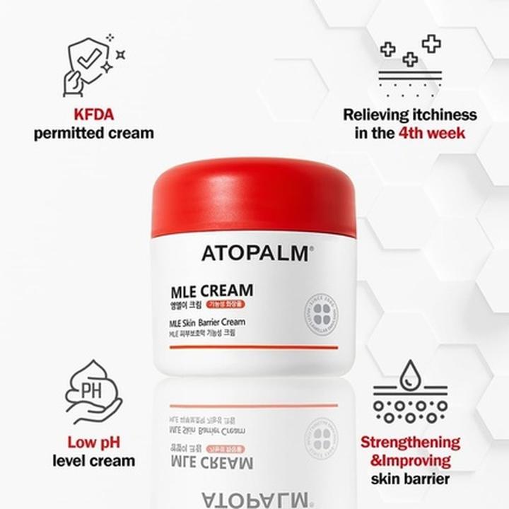 Actual product image Atopalm MLE Cream 65ml for Sensitive Skin 48 Hrs Long Hydration Strengthening Skin Barrier Redness Eczema Ce (Body cream, 65 ml)