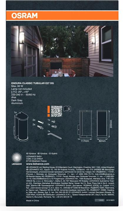 Image du produit Osram ENDURA CLASSIC TUBULAR Wall E27 (E27, IP44)