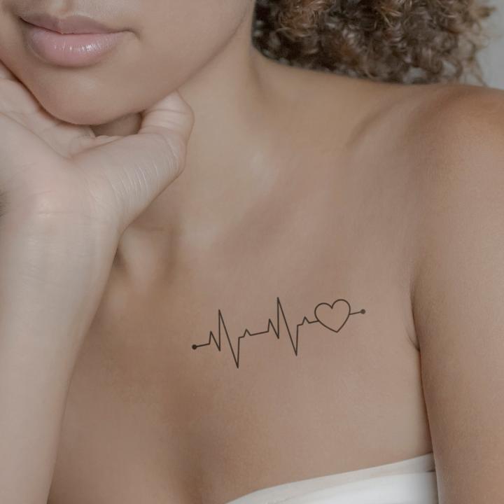 Actual product image minink Temporary tattoo - heart and pulse