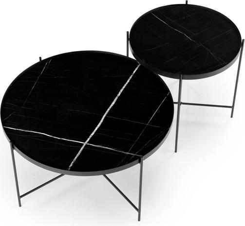 Domoletti A set of coffee tables, black/marble, 48-73 x 40-47 cm