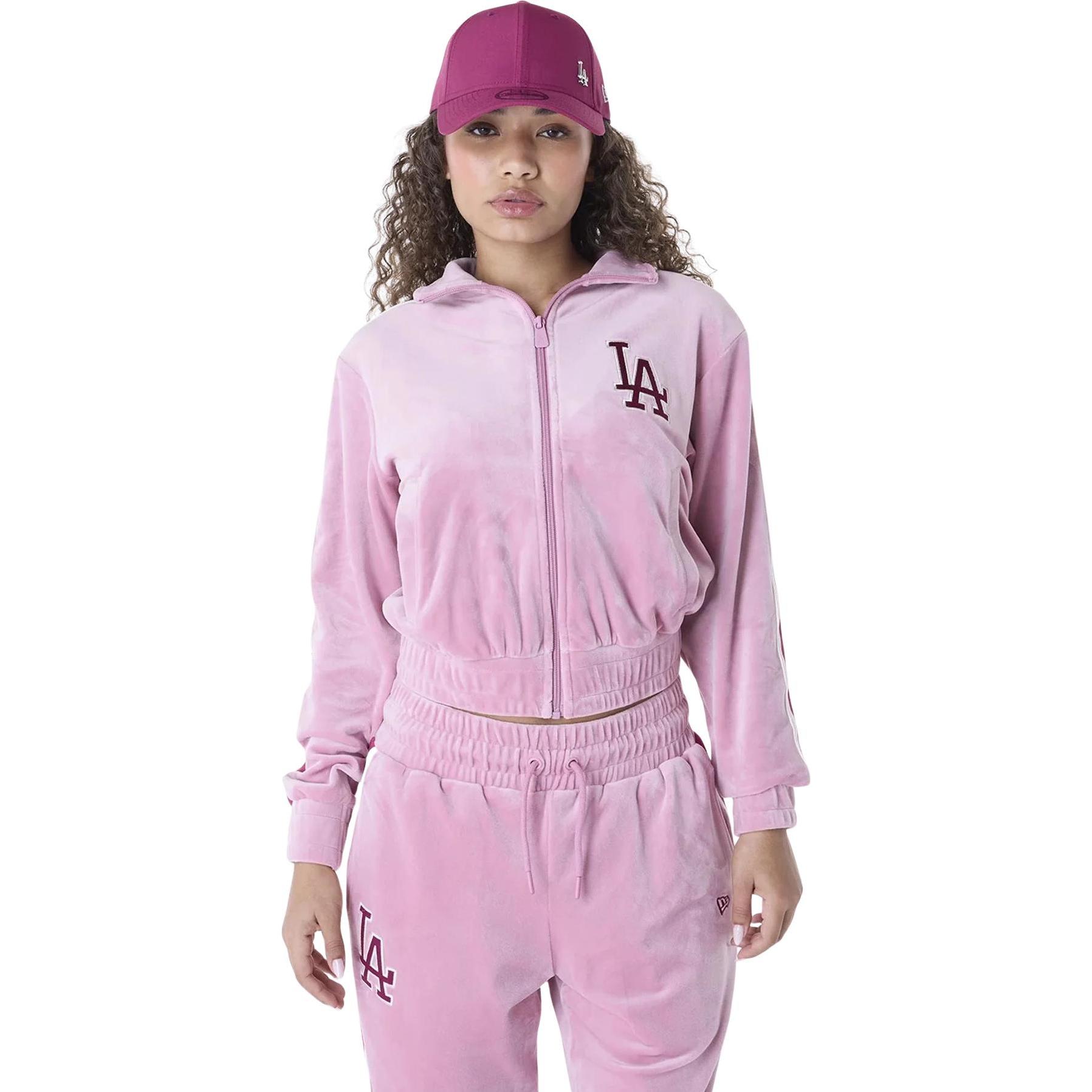 New Era, Damen, Jacke, Damenveloursjacke Dodgers Track (S), Rosa, S