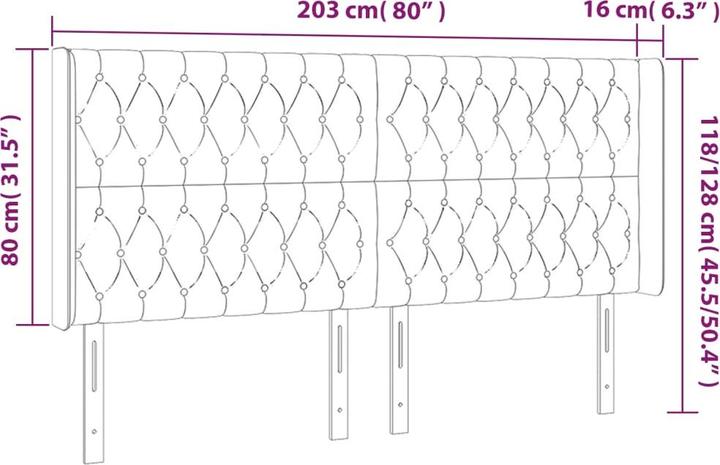 Actual product image vidaXL LED Kopfteil (203 x 16 x 88 cm)
