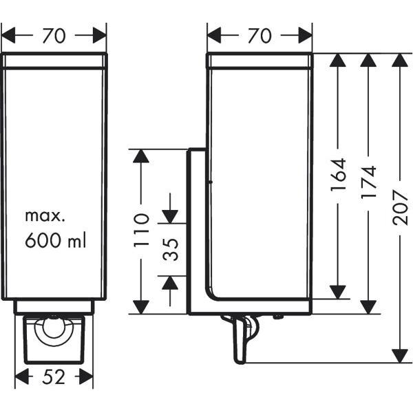 Thumbnail - hansgrohe, Seifenspender + Seifenschale, AXOR Universal Rectangular Seifenspender, Füllmenge 600ml, 42610