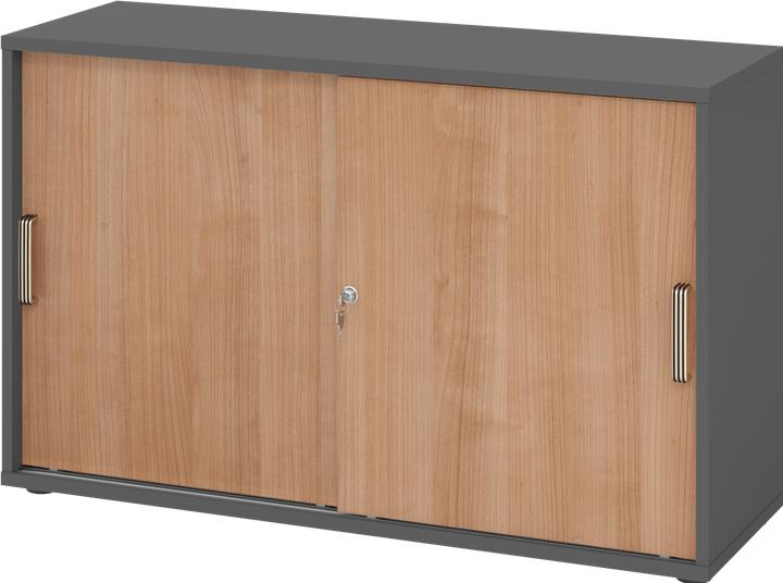 Actual product image Hammerbacher Sliding-door wardrobe 2 OH SG graphite/walnut (120 x 40 x 74.80 cm)