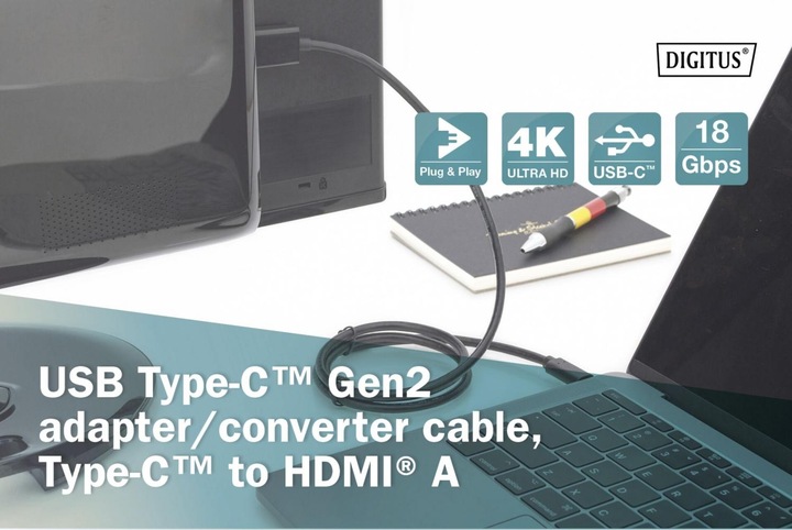 Productafbeelding Digitus USB Type C - HDMI (Type A) (2 m, HDMI)