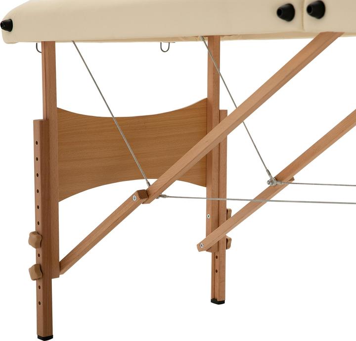 Image du produit Homcom Massagetisch Buchenholz, Kunstleder Cremeweiss