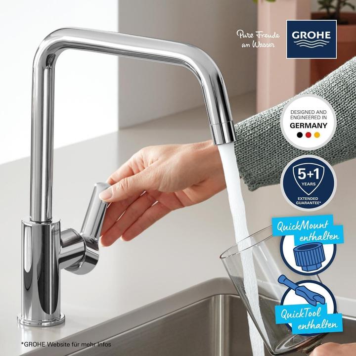 Productafbeelding Grohe Start QuickFix Küchenarmatur, hoher Auslauf, U-Form, schwenkbar, chrom