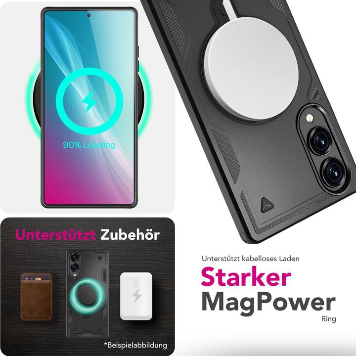 Actual product image Nalia Stormguard - Stabile Panzer Hülle mit MagSafe & 360-Grad Ringhalter - Military Cover (Samsung Galaxy S25 Edge)