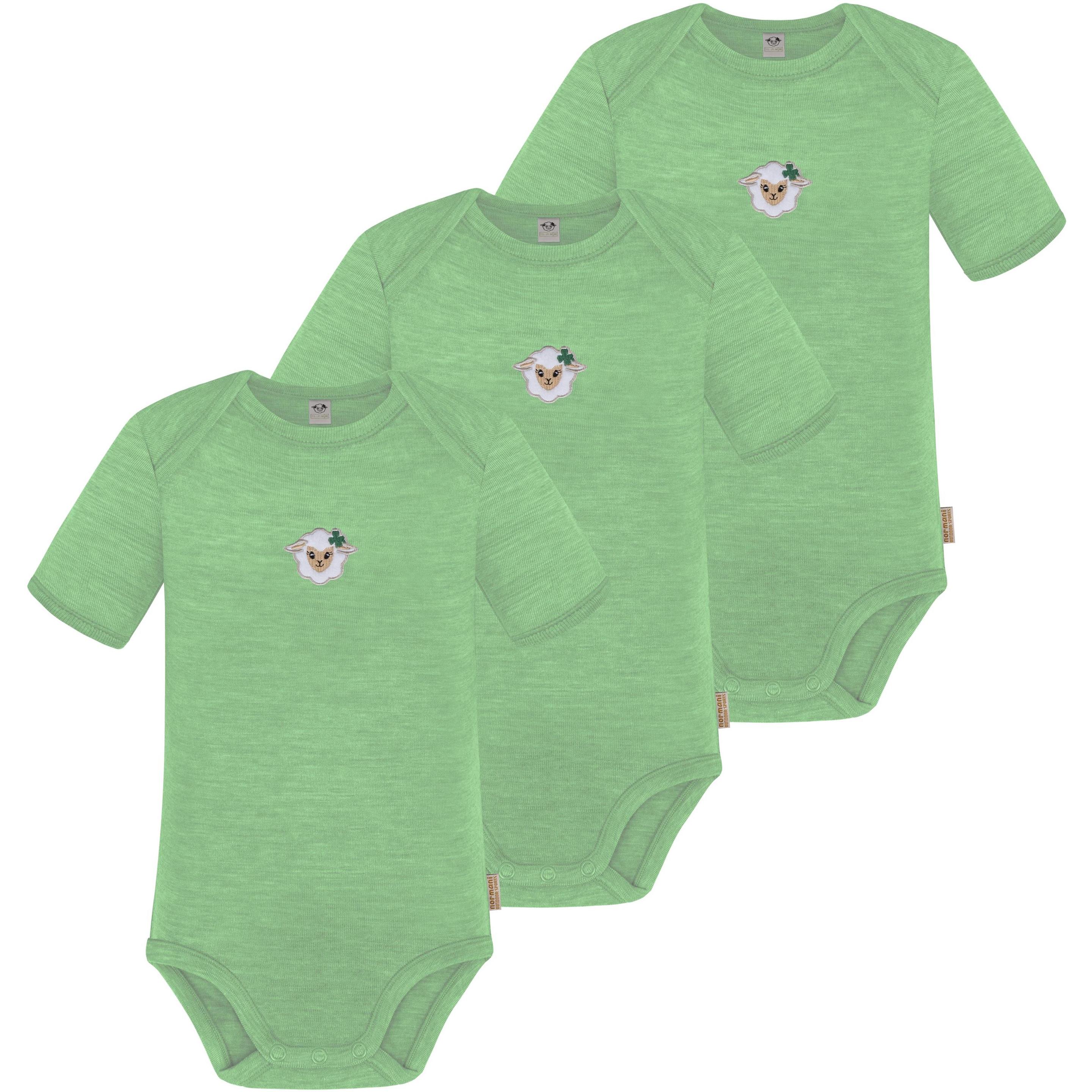 Normani, Herren, Body, 3er Set Baby Merino Body Kurzarm „Tauranga" - 9287, Grün, (74)