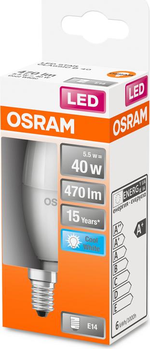 Actual product image Osram Star Classic B (E14, 5.50 W, 470 lm, 1 x, F)