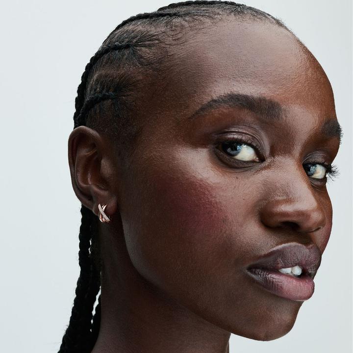 Immagine prodotto Pandora Orecchini a cerchio con pavé incrociato (Metallo, placcato oro rosa)