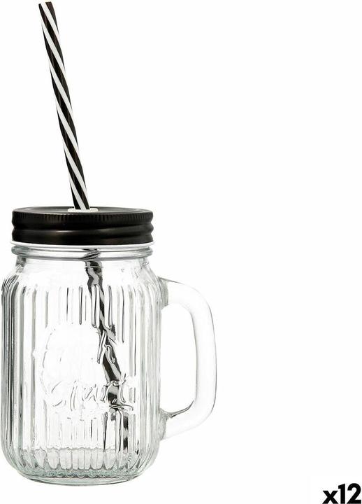 Quid Krug mit Deckel und Strohhalm Maison Glas 470 ml (12 Stück) (0.47 l)
