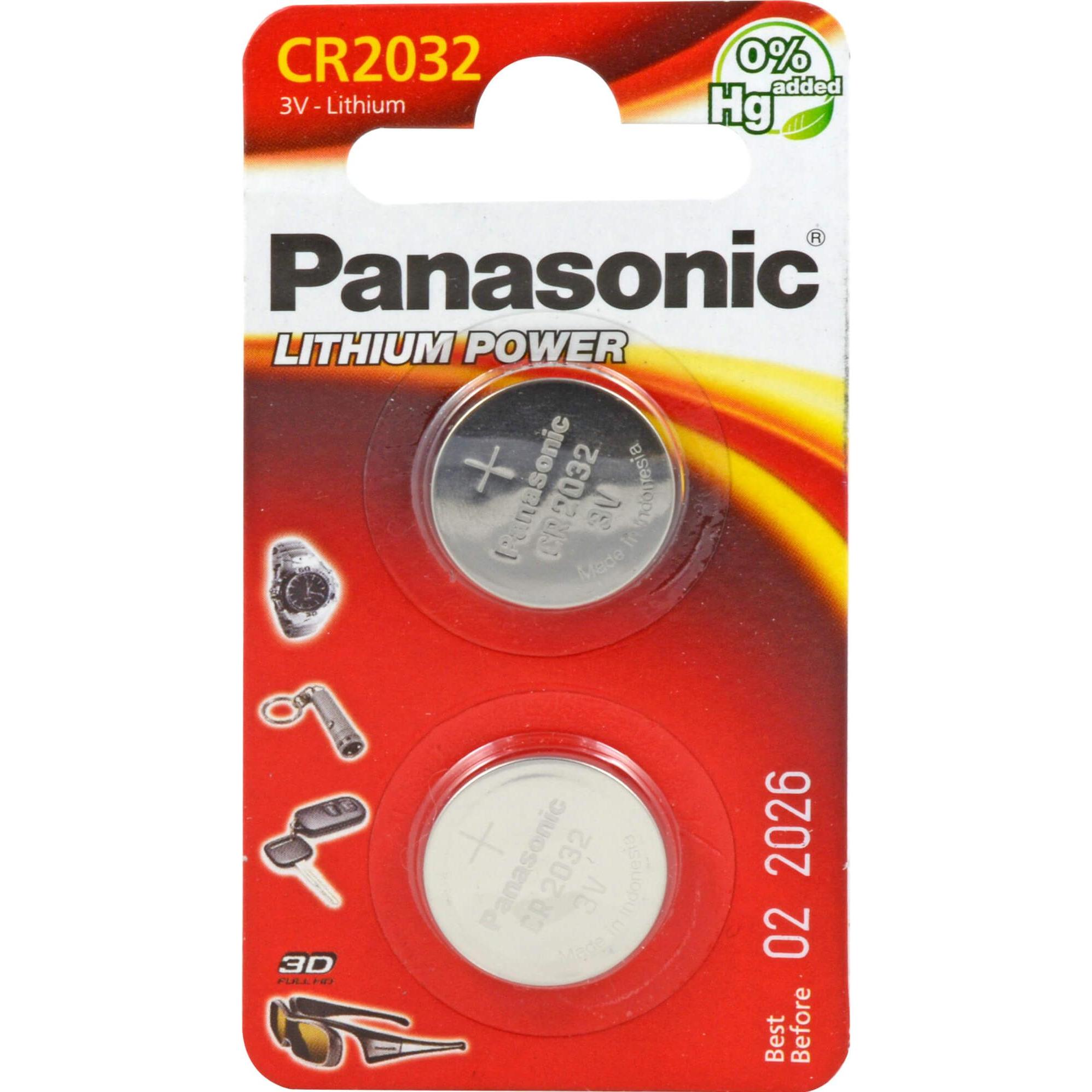Panasonic Cr2032 (2 pz., CR2032, 220 mAh), Batterie + pile