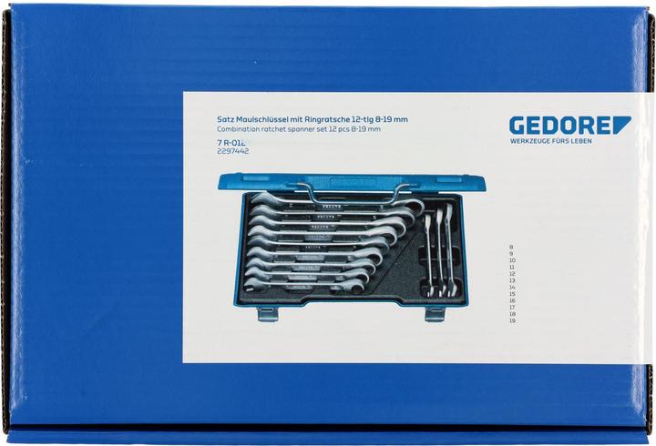 Produktbild Gedore 7 R-012 Satz Maulschlüssel mit Ringratsche 12-teilig 8-19 mm (8 mm, 9 mm, 10 mm, 11 mm, 12 mm, 13 mm, 14 mm, 15 mm, 16 mm)
