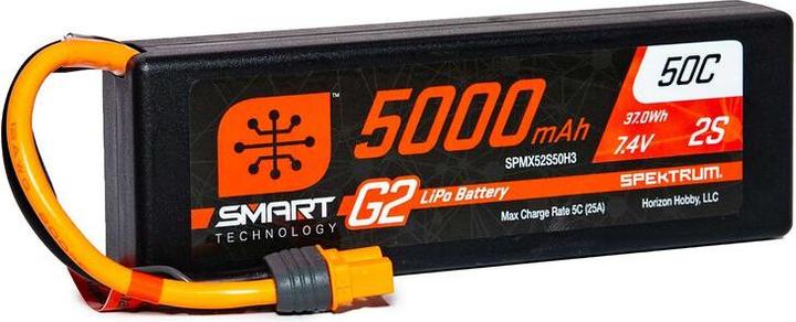 Immagine prodotto Spektrum 5000mAh 2S 7.4V Smart G2 LiPo 50C Hard Case IC3 (7.40 V, 5000 mAh)