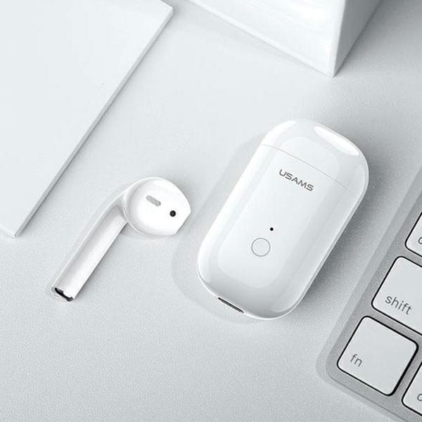 Produktbild Usams Słuchawka Bluetooth 5.0 LB Series + stacja dokująca biały/white BHULB01 (US-LB001) (ANC, 3.50 h, Kabellos)