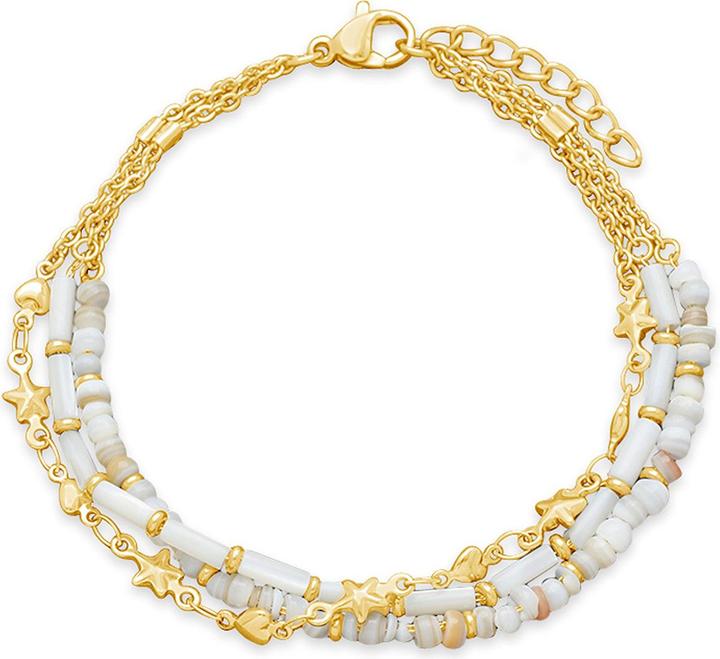 Immagine prodotto Leyda Bracciale madreperla in acciaio inossidabile (19.50 cm, Pietra, Acciaio inossidabile placcato oro giallo 18 carati)