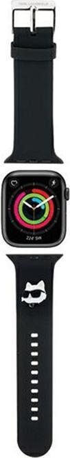 Karl Lagerfeld Pasek KLAWMSLCNK Apple Watch 38/40/41mm czarny/black strap 3D Rubber Choupette Heads (41 mm, 38 mm, 40 mm, Silikon, Stahl)