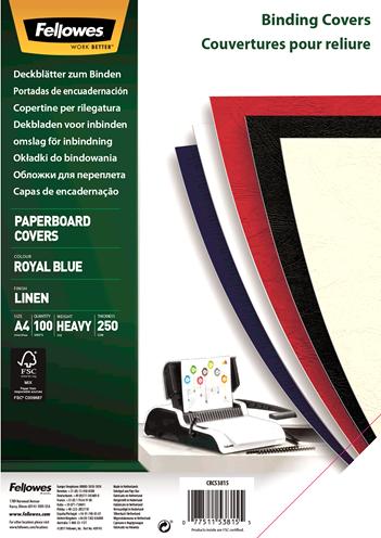 Produktbild Fellowes Linen Deckblatt mit Leinenstruktur, royalblau