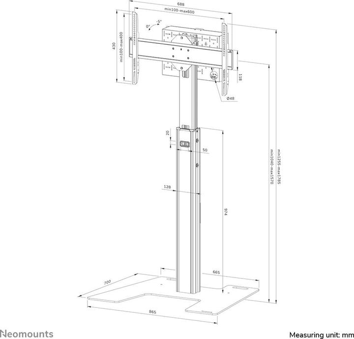 Image du produit Neomounts Pied de sol 37-75 Noir (75", 70 kg)