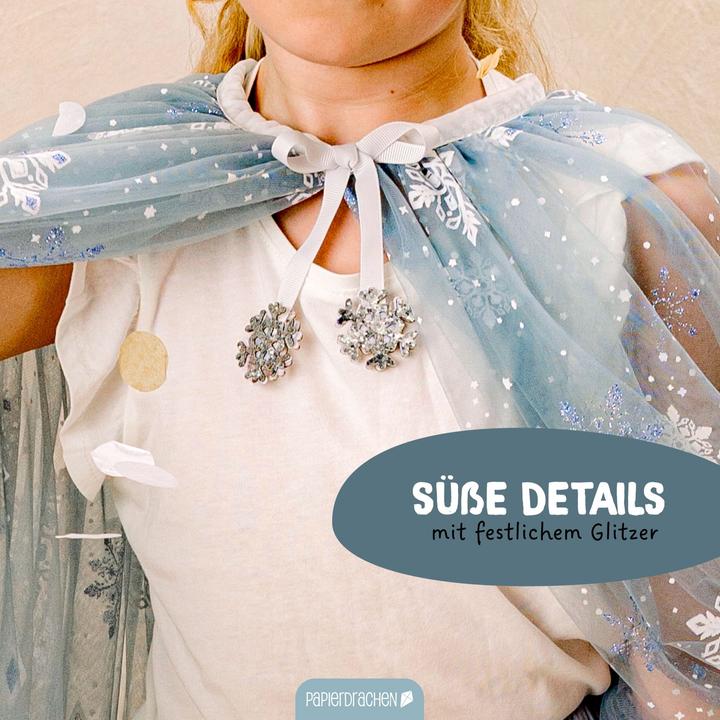 Produktbild Papierdrachen Tüll Cape mit Glitzer – hellblau