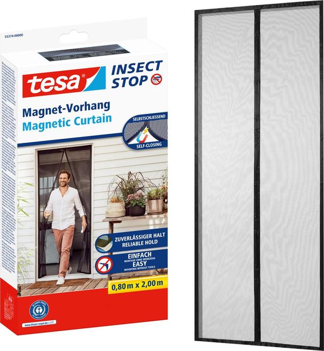 Actual product image tesa Insect screen magnetic curtain for balcony and patio doors, self-closing, mounting without drilling (80 x 200 cm)