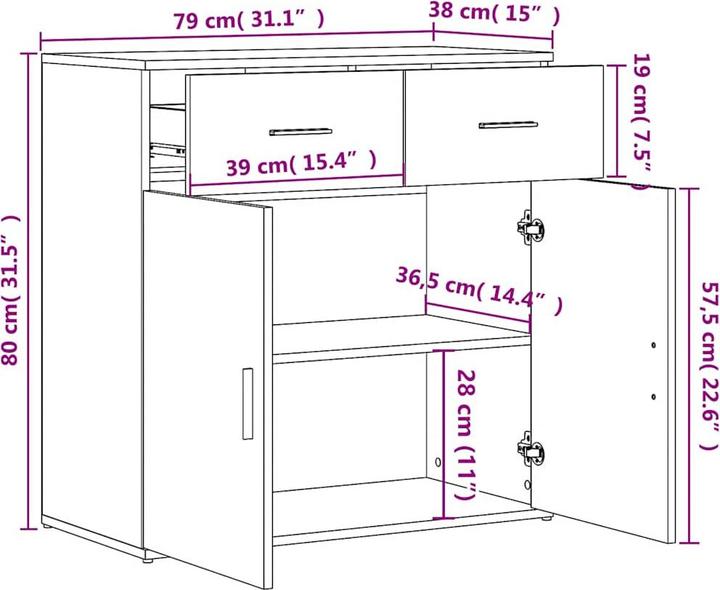 Image du produit vidaXL Sideboard (79 x 38 x 80 cm)