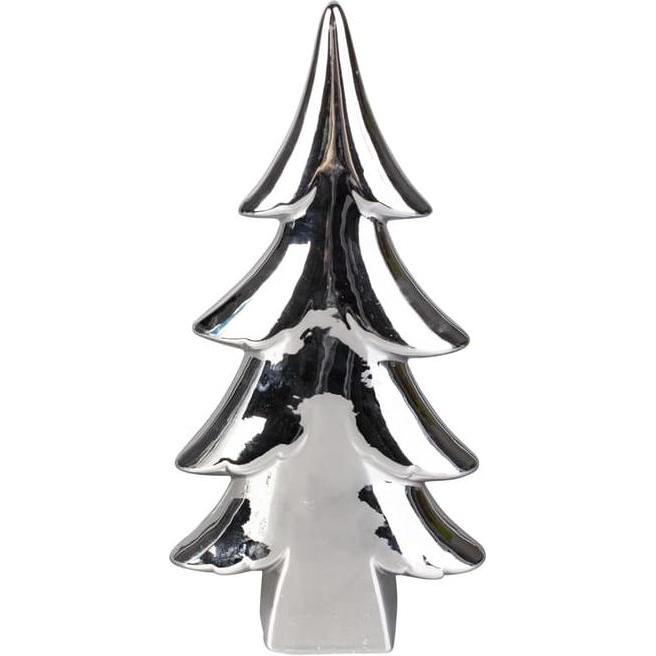 MICA Living, Weihnachtsdeko, Baum - aus Keramik - 13,5 x 6 x 26,5 cm - silber