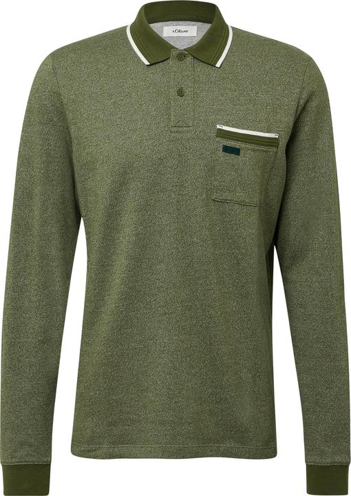 Produktbild s.Oliver Polo-Shirt Langarm-Polo mit Bündchen in Melange-Optik (L, M)