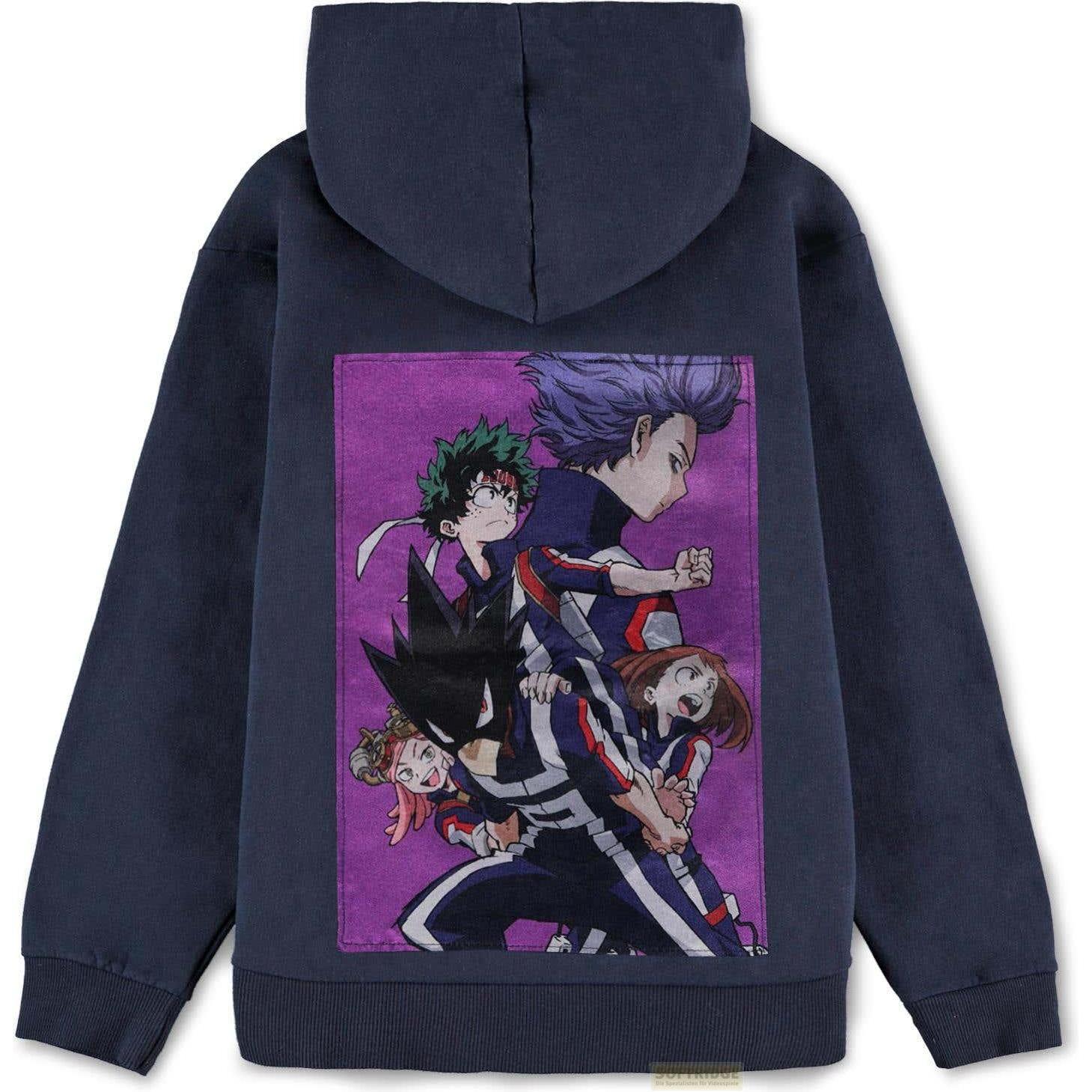 My Hero Academia, Bambini, Felpa + Maglione, Izuku Midoriya Felpa con cappuccio per ragazzi (Kangaroo Pocket), Blu, (122, 128)
