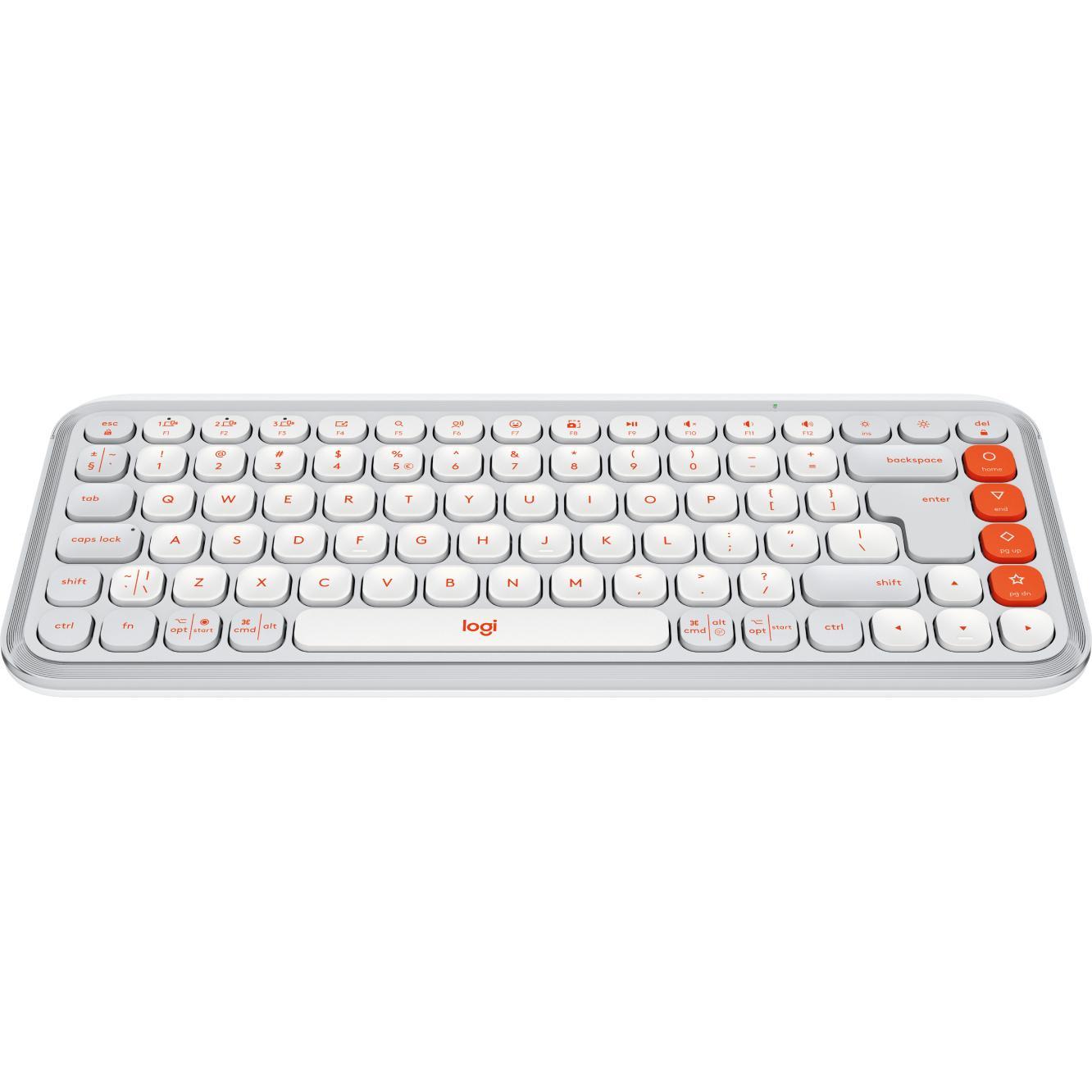 Thumbnail - Logitech Pop Icon Keys (Eng. Int., Kabellos), Tastatur, Weiss, Orange